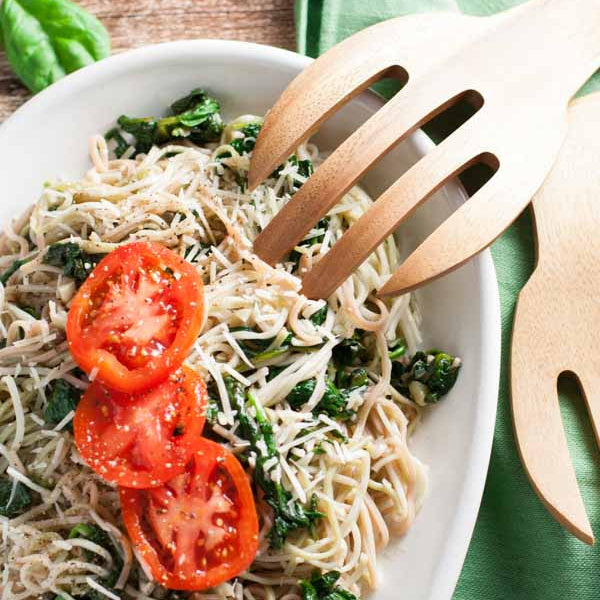 Angel Hair Pasta with Garlic and Spinach - World of Pastabilities