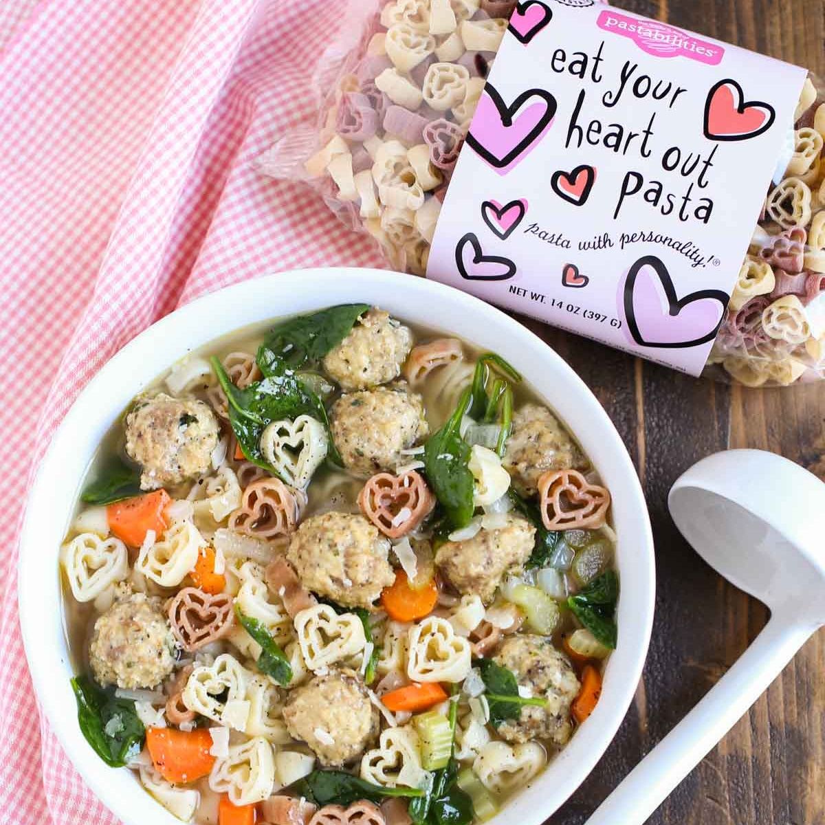 Italian Wedding Soup with Heart Pasta - World of Pastabilities