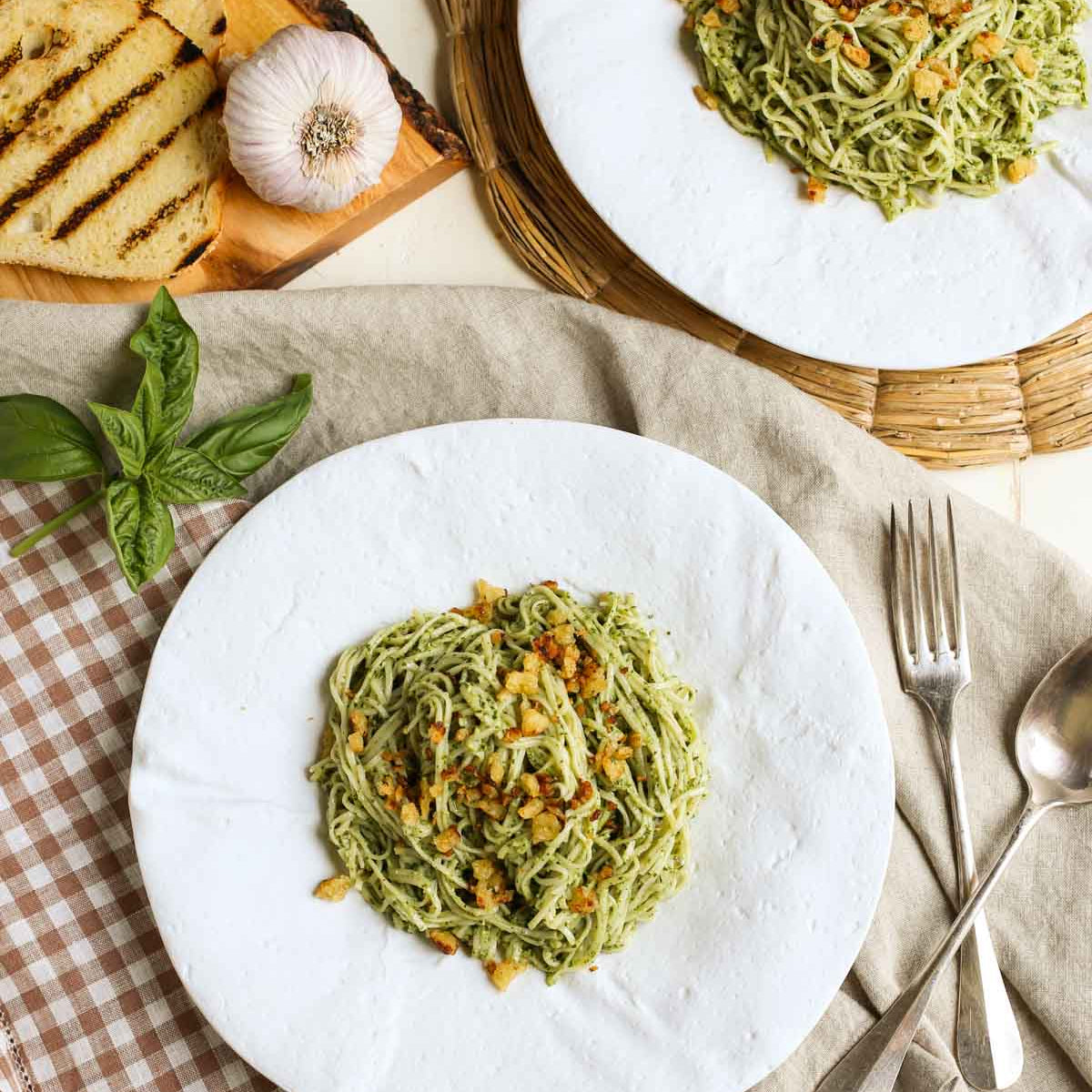 Pecan Pesto with Garlicky Breadcrumbs - World of Pastabilities
