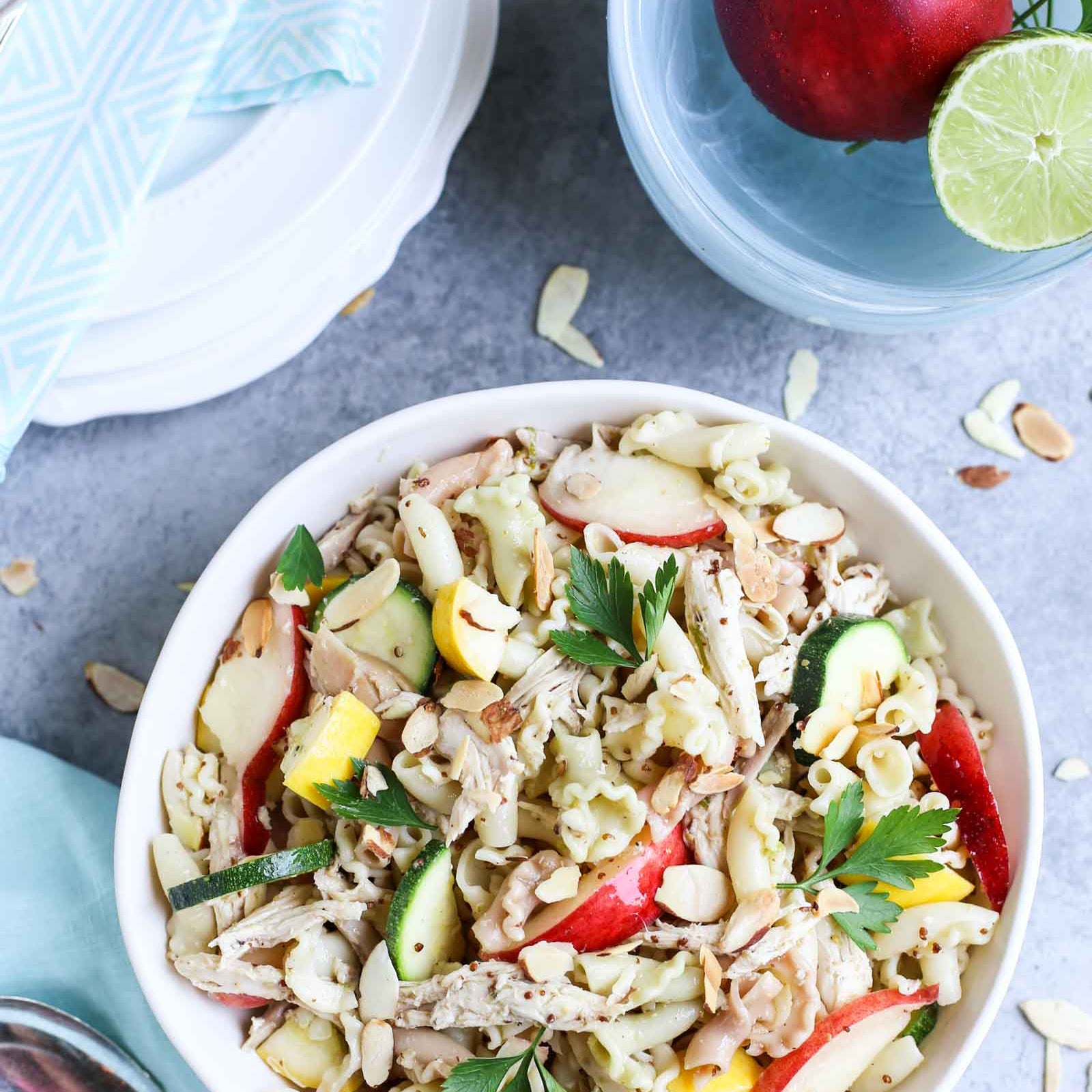 Summertime Chicken Pasta Salad with Nectarines & Squash - World of Pastabilities