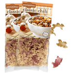 Front view of two-pack Pastabilities Classic Chili pasta (11.25 oz) showing chili-shaped noodles and packaging bowl image