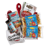 Front of 14 oz Music City Pasta bag showing blue Pastabilities label and red and yellow music-shaped pasta