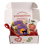Front view of Black Cat Pasta 14 oz bag showcasing green and beige cat-shaped pasta and purple label on white background