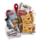Front view of Fall Harvest Pasta 14 oz bag showcasing tricolor leaf and pumpkin shaped pasta on white background