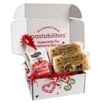 Front view of two 14 oz Horsin’ Around Pasta bags showcasing horse-shaped pasta and yellow label on white background