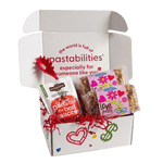 Front view of two Love Pasta 14 oz bags showcasing heart- and flower-shaped pasta with white background