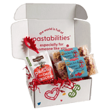 Front view of 14 oz Peace Love & Happiness pasta bag showcasing turquoise label and multicolored peace and heart-shaped pasta