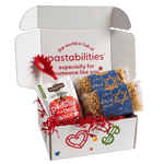 Front view of Star of David Pasta package showcasing star-shaped pasta pieces and blue Pastabilities label on white background