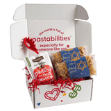Front view of Star of David Pasta package showcasing star-shaped pasta pieces and blue Pastabilities label on white background