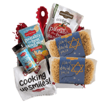 Close-up of Star of David pasta pieces showcasing star-shaped 100% durum wheat pasta on white background