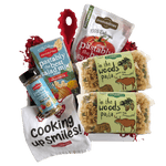 Front view of In the Woods Pasta bag showcasing green and tan woodland-shaped pasta with white background