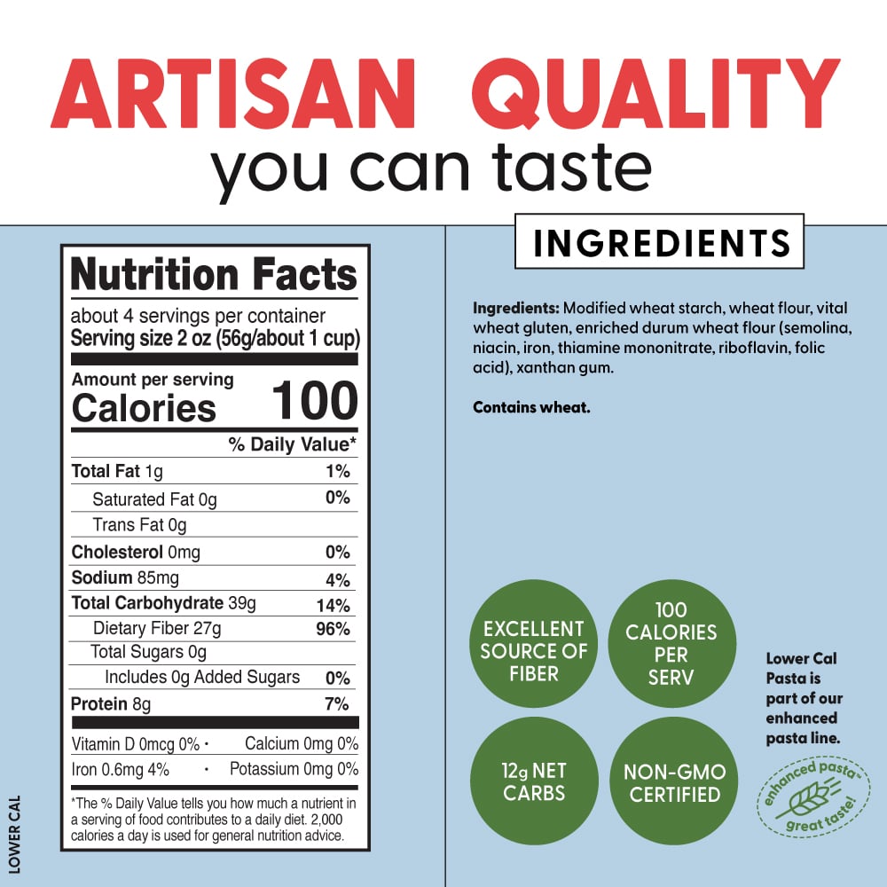 Ingredient list for Lower Cal Pasta – Penne