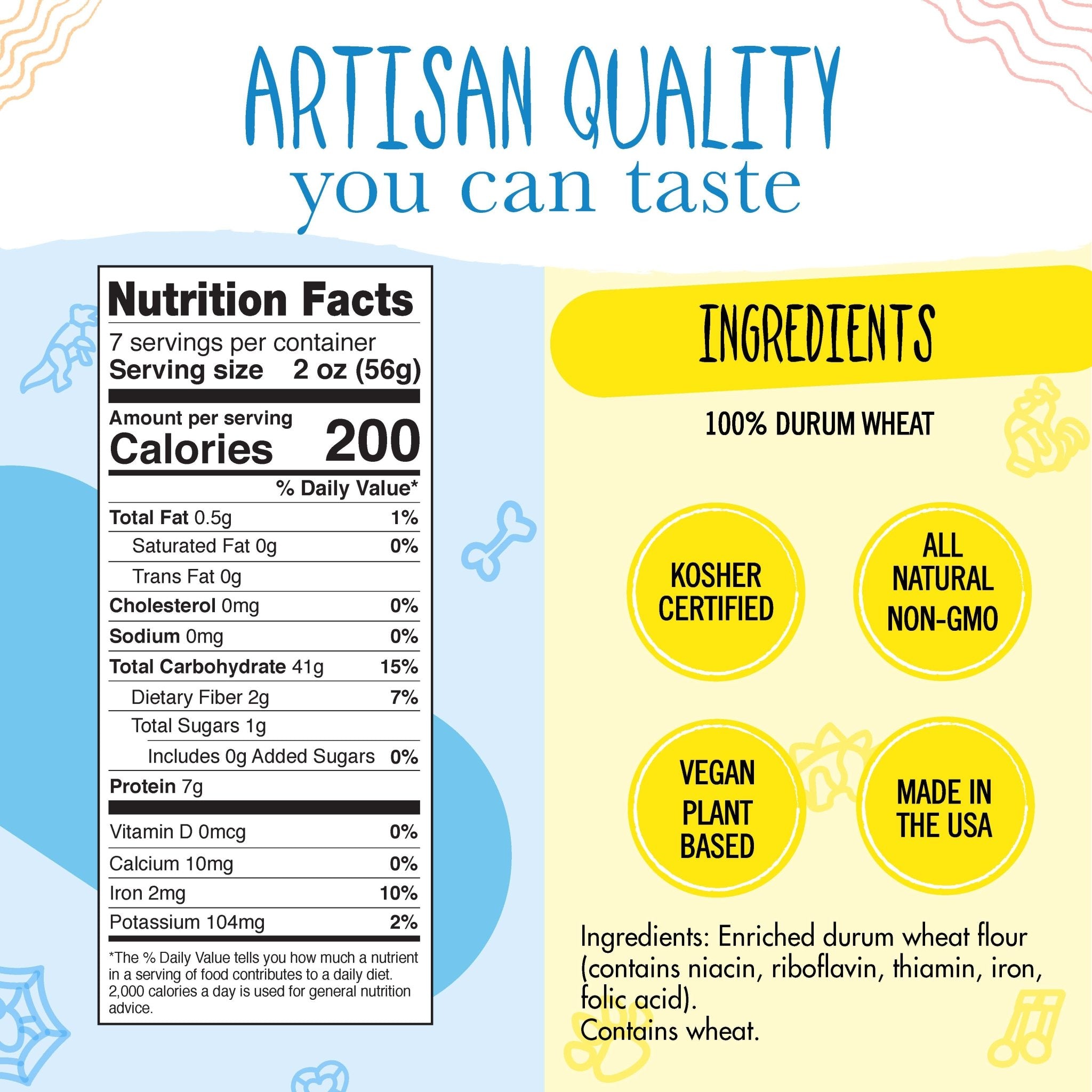 Ingredient list for Star of David Pasta